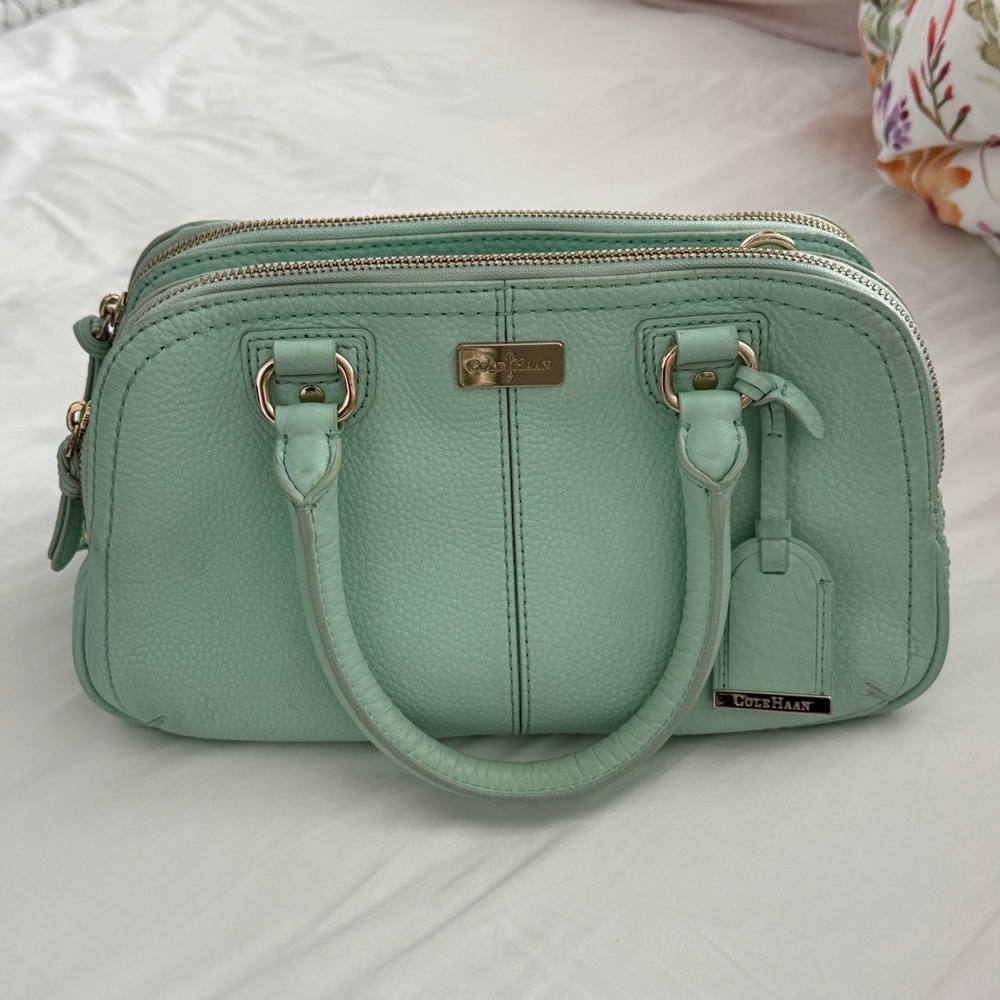 Cole Haan Light Mint Green real Leather Satchel